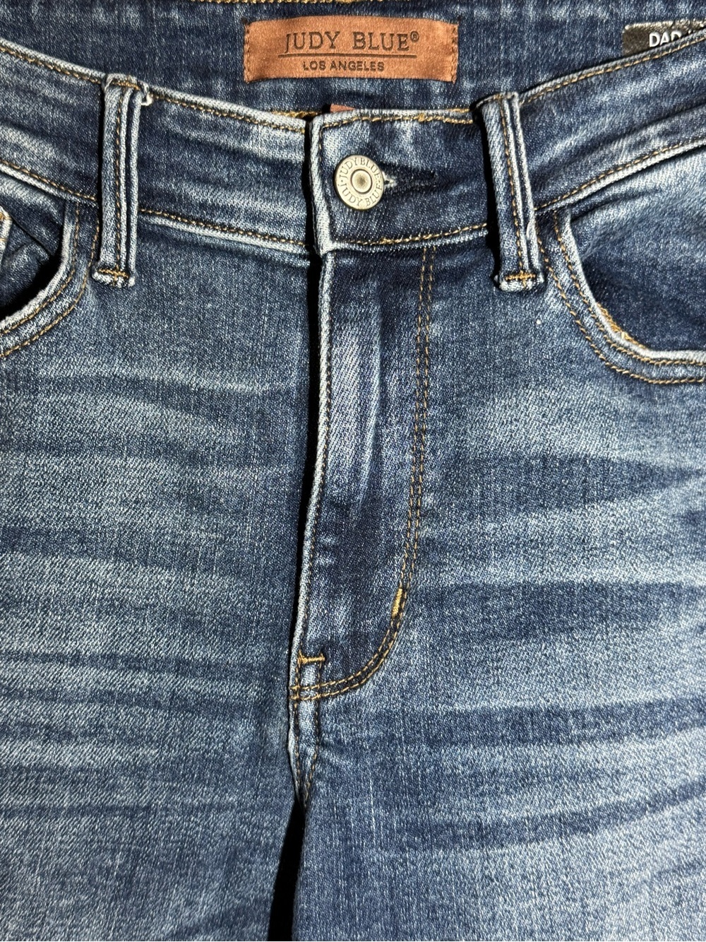 Judy Blue Dad Jeans Womens 5/27 Blue High Rise Raw Hem Straight Leg Relaxed Fit - Picture 6 of 13